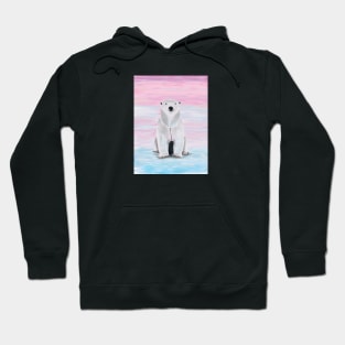 Polar bear in pink sky Hoodie